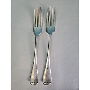 DR & SA Dinner Forks With Uneven Prongs Singed Tarnished